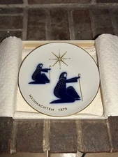 KPM BERLIN Modern Art Design WEIHNACHTSTELLER 75 CHRISTMAS PLATE SHEPHERD FIELD