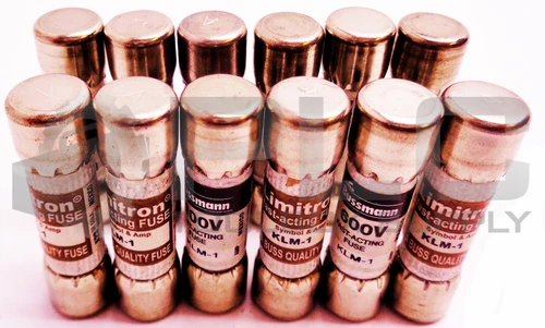 LOT OF 12 NEW BUSSMANN, KLM- 1, FUSE, 1A 600VAC/DC, 10X38MM FAST ACTING KLM1