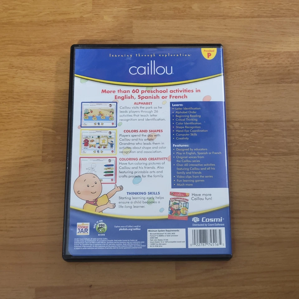 Caillou Preschool 60+ Activities PC CD-ROM 2011 Cosmi -- 📀  Animated  - Image 2 of 2