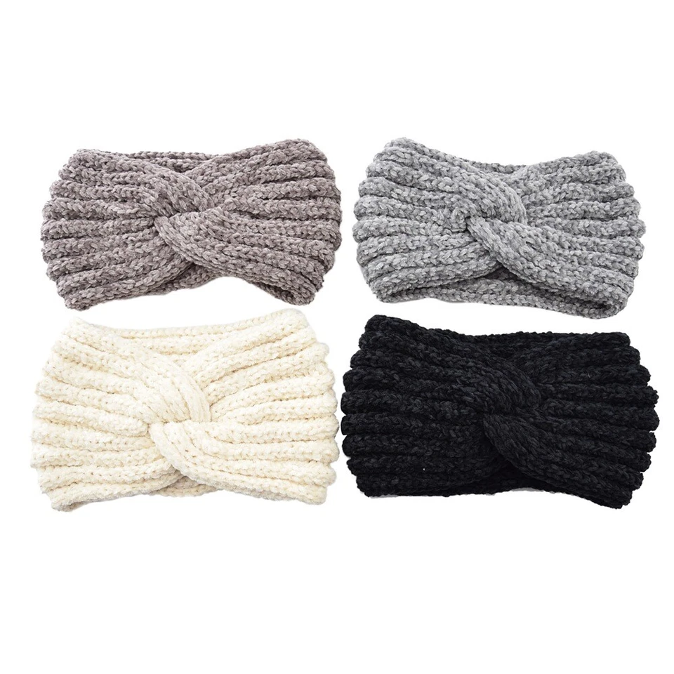 Women Winter Knitted Crochet Knotted Wide Headband Ear Warmer HeadWrap Turban - Image 4 of 4