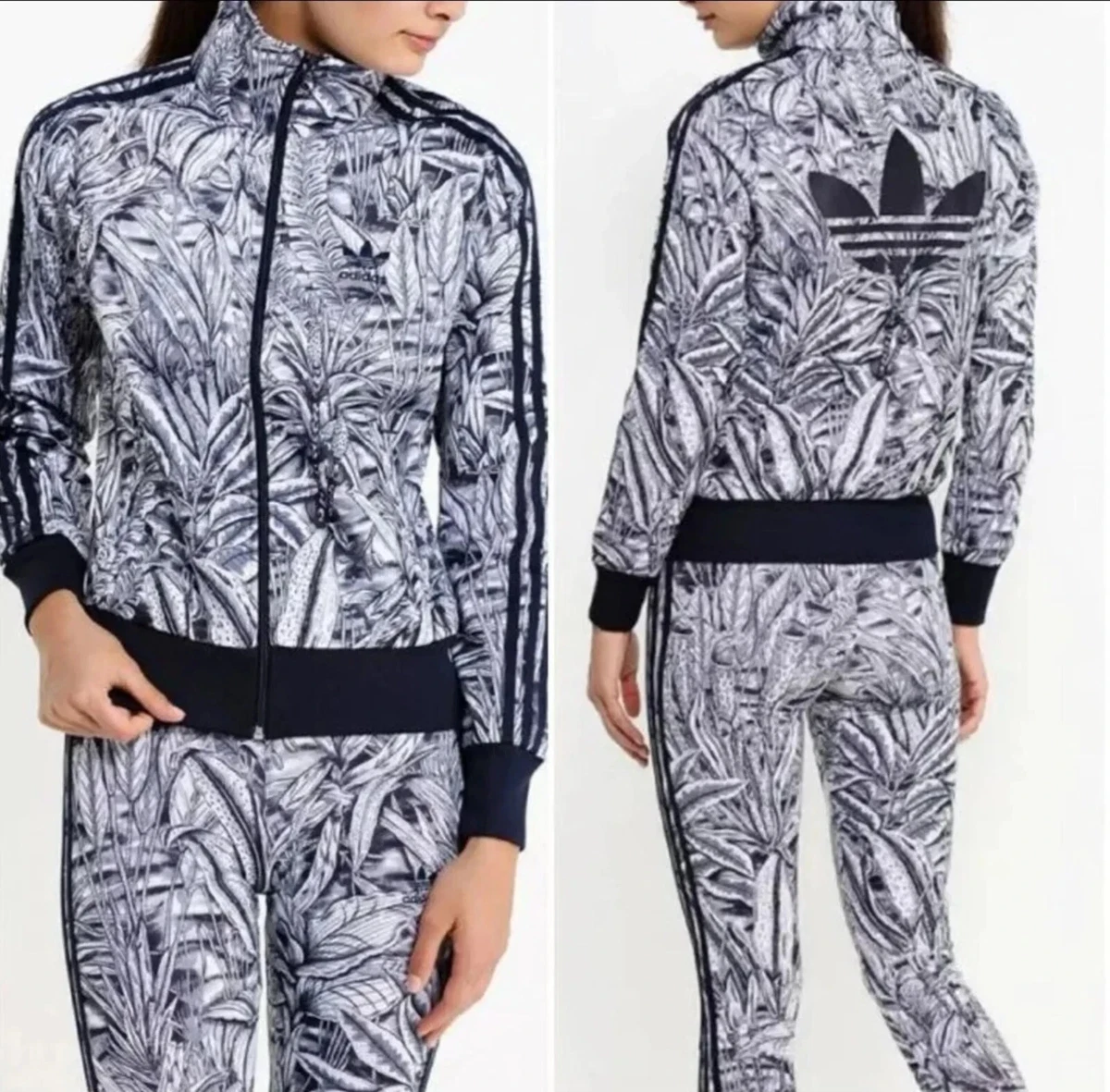 Rare Adidas Florera Water Jungle Jacket Pants Set Floral Gray