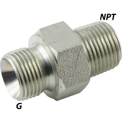 Doppelnippel mit G-/NPT-Gewinde (60° Universaldichtkegel) bis 800 bar Hochdruck