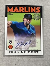 2021 Topps Nick Neidert SP Rookie RC Auto 1986 Retro #86A-NN Miami Marlins