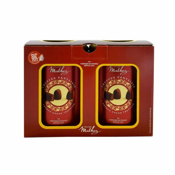 Mathez Truffes Fantaisie 500g Cocoa Dusted French Truffles (Pack of 2 Metal Tins) for sale