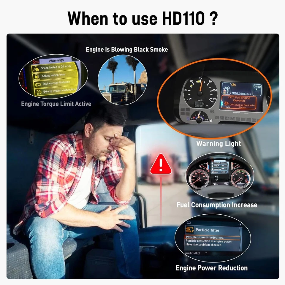 Сканер ANCEL HD110 для тяжелых грузовиков DPF Regen Detroit Paccar диагностика дизельного топлива - Изображение 3 из 4