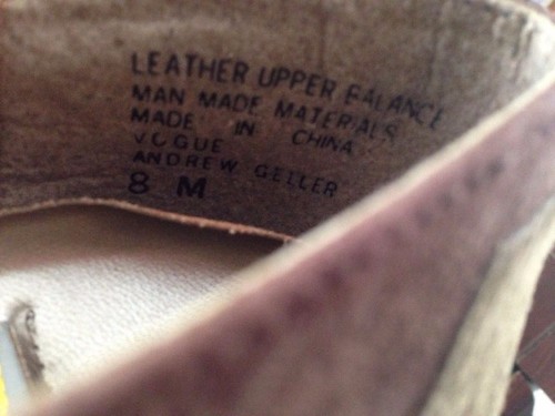 Vintage ANDREW GELLER BOUTIQUE Shoes 2-3/4" Heels Tan/Green/Rust Suede 8M - Picture 6 of 6