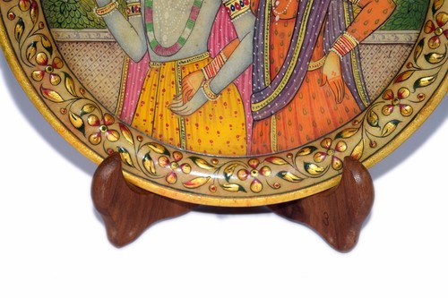 Beautiful Highly Home Decorative Gold Work Hand Painted Marble Plate. G38-40 - Picture 6 of 8