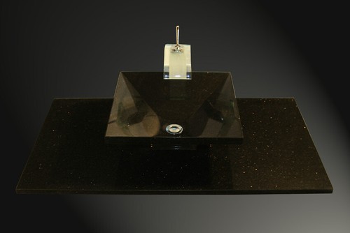 Naturstein Waschtisch Aufsatz Waschtischplatte schwarz Granit Star Galaxy - Bild 4 von 5
