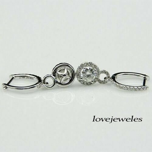 Lab-Created 2.80CT Round Cut VVS1 Diamond Halo Drop Earrings 925 Sterling Silver - Picture 5 of 5