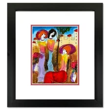 Moshe Leider, Framed Original Mixed Media Watercolor Painting, Hand Signed