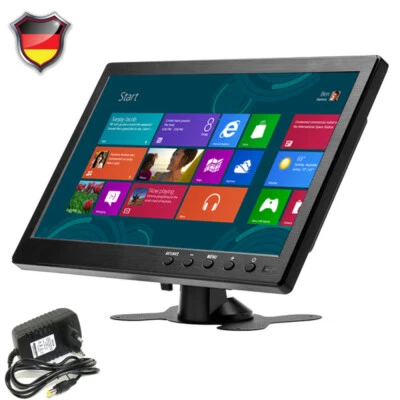 PODOFO Monitor de coche de 10,1 pulgadas HD 1080P LCD CCTV HDMI/BNC/AV/VGA con altavoz