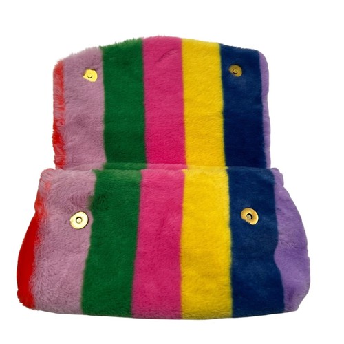 Boden Schultertasche Regenbogen Kunstfell Kette mit goldenen Horsebit Details - Bild 6 von 8