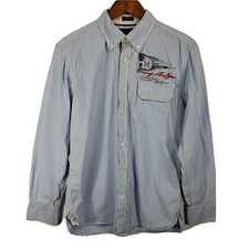 Tommy Hilfiger Men's Medium Custom Fit Striped Graphic Long Sleeve Shirt