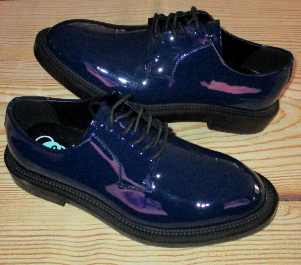 MENS CALVIN KLEIN CALLEN BLUE PATENT LEATHER OXFORD SHOES SIZE
