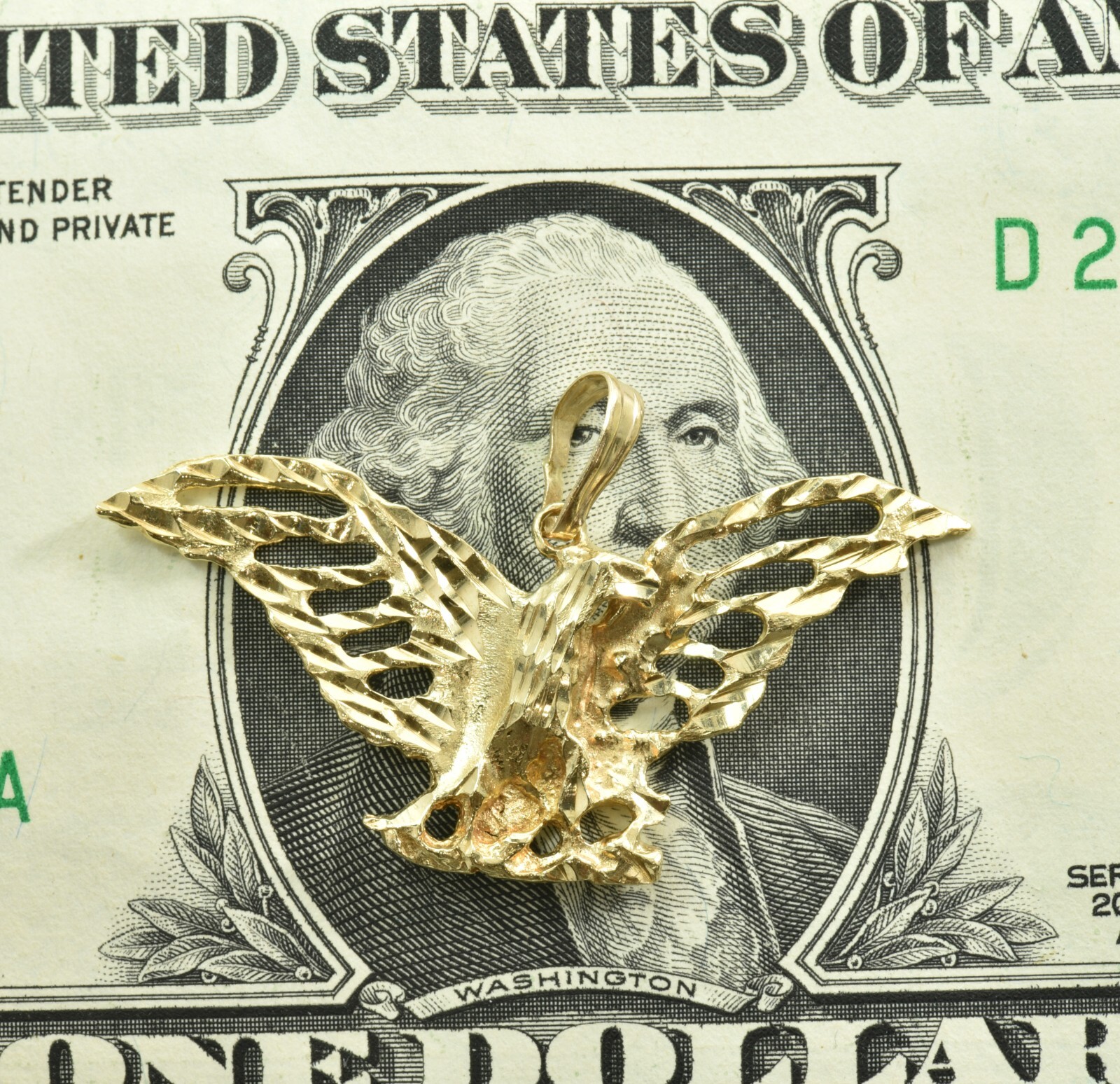 Solid 14k Gold Eagle with spread wings Charm Pend… - image 6