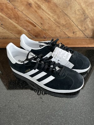 Adidas Mens Gazelle Shoes Black White Gold Mt Sneakers Mens Size 10.5