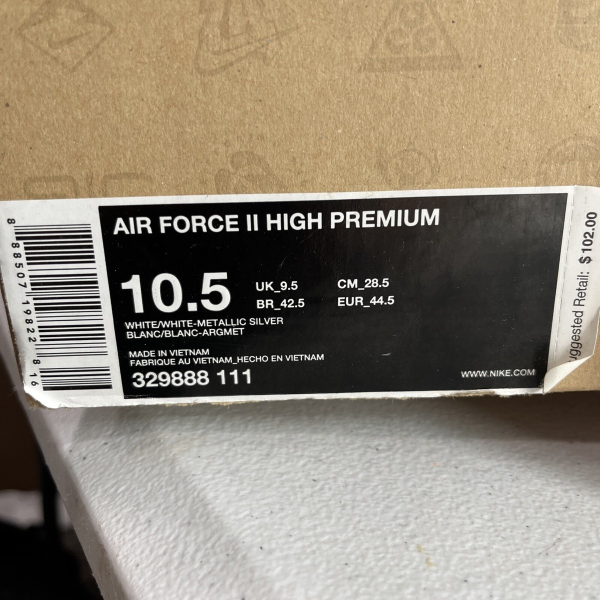 Nike Air Force 2 High Premium Nintendo Wii Clear White Silver Size