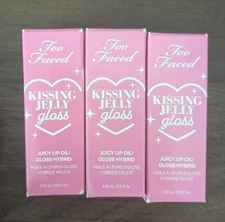 3-PACK TOO FACED KISSING JELLY OIL/GLOSS RASPBERRY, SOUR WATERMELON, & BUBBLEGUM