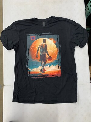 #ad Basketball Legacy Short Sleeve Graphic Tee Men#x27;s Large Shirt Black Logo Retro $2.50
