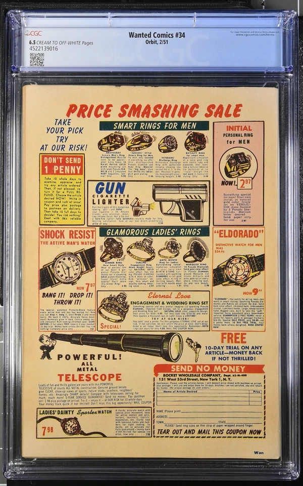 Wanted #34 CGC FN+ 6.5 Cream To Off White Classic Devil Cover! Image 1951 - Image 2 of 2