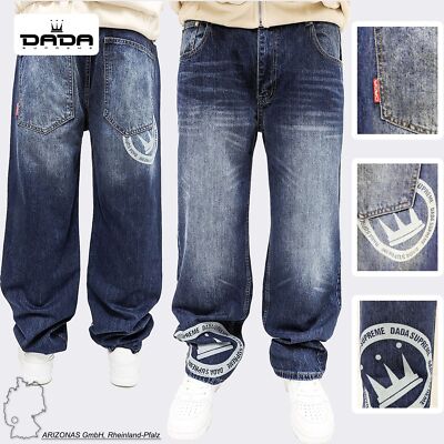 DADA SUPREME Herren Baggy Jeans Loose Fit mit Coin Crown Print