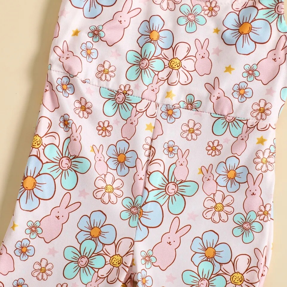 Otqutp Cartoon Clothes For Toddler Easter Baby Girls Overalls Romper Outfit Sleeveless Rabbit Print Bell Bottom Jumpsuit Otqutp Cartoon Clothes For Toddler Easter Baby Girls Overalls Romper Outfit Sleeveless Rabbit Print Bell Bottom Jumpsuit