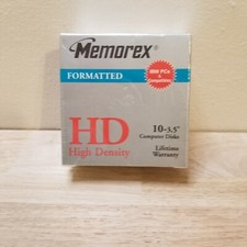 Memorex 10 Pack 3.5" Floppy Diskettes Double Sided,1.44 Mb. FACTORY SEALED