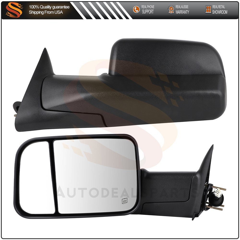 Mirrors Fits 1994-01 RAM 1500 1994-02 2500 3500 L&R Power Flipup Heated Black