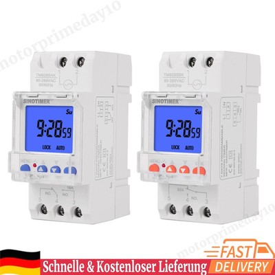 Weekly Programmable Digital Timer Switch Backlit LCD Time Relay DIN Rail Mount