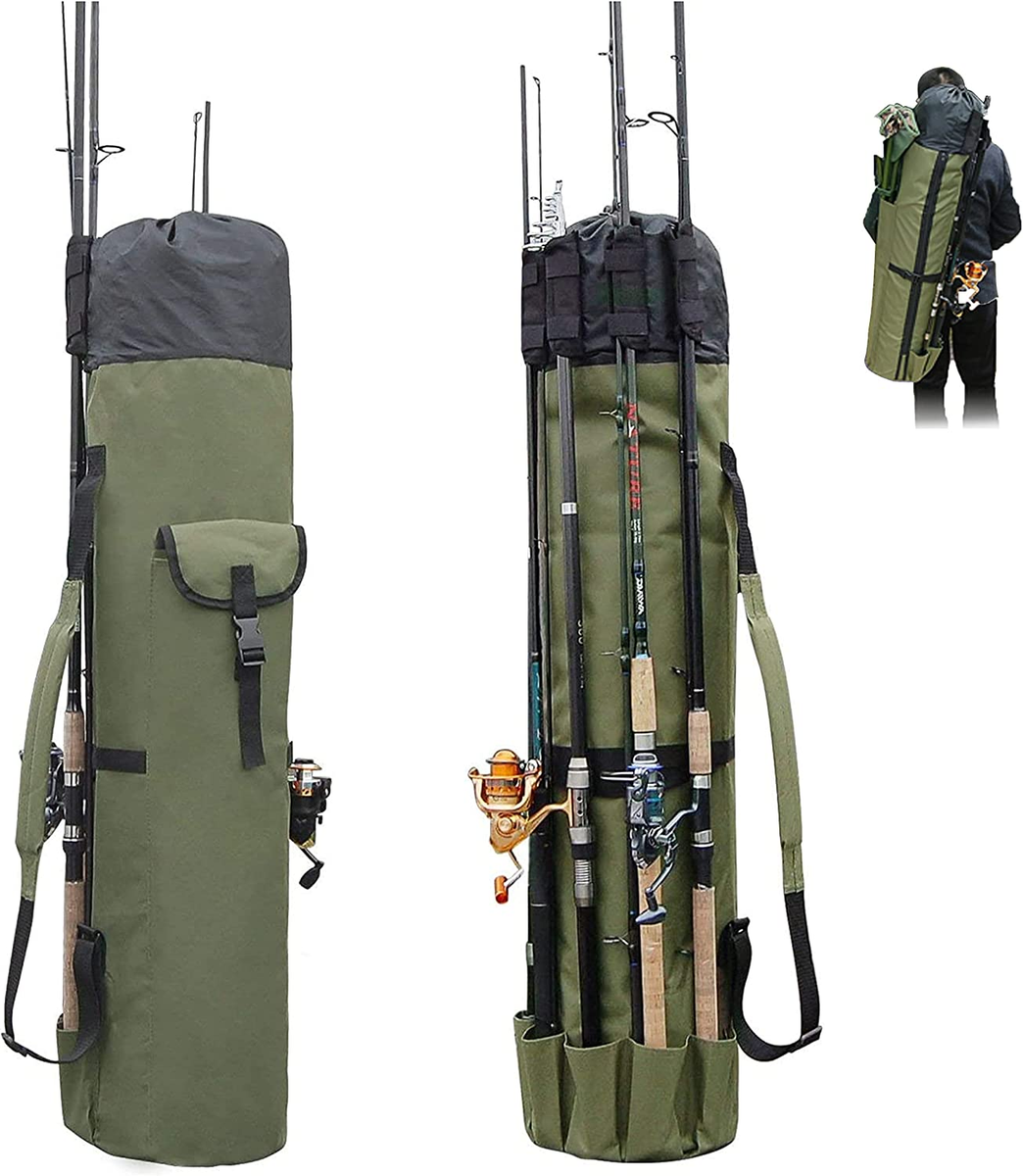Fishing Pole Bag with Rod Holder Fishing Rod Bag Carrier Case 5 Poles  Waterproof