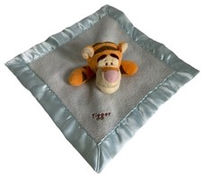 Disney Tigger 10" Blue Lovey Security Blanket Plush Satin Trim Pooh  Friends