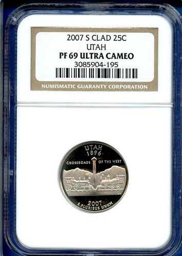 2007 S NGC PR69 Ultra Cameo Clad Utah Coin 25c State Quarter 2007-S PF-69 UCAM