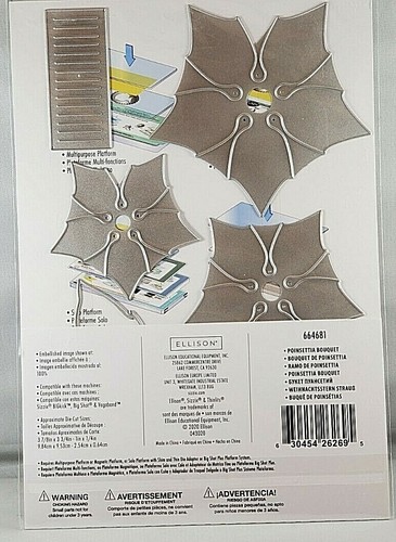 Poinsettia Bouquet Thinlits Metal Die Cut Sizzix 5 Dies Christmas Flower 3.25" - Picture 2 of 2