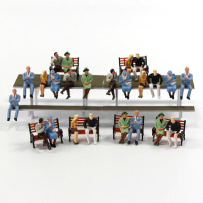 24pcs Model Railway O scale Seated Figures 1:50 Sitting People 6 Different Poses