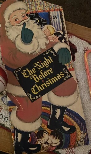 Rare Whitman Publishing The Night Before Christmas 1949 Flocked Velvet Vintage - Picture 6 of 8