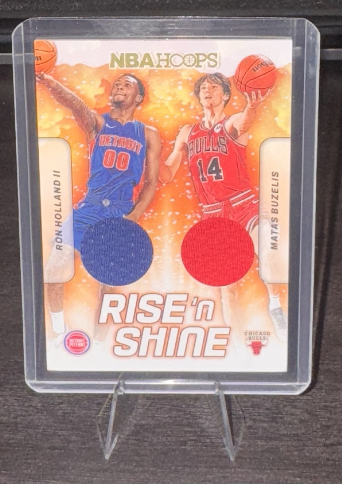 2024-25 Panini NBA Hoops Rise N Shine Dual Patch Matas Buzelis Ron Holland II Rookie Card
