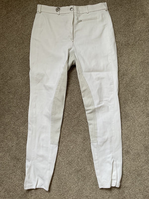 PIKEUR LUGANA Damen weiße Showreithose Reithose Wildleder Sitz Gr. 12
