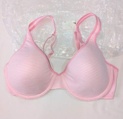 Fruit Of The Loom pink and white striped Underwire T-Shirt Bra Size 38C - Picture 3 of 5