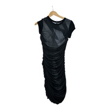 BCBGMAXAZRIA Ruched Mesh Combo Bodycon Dress size XS Black