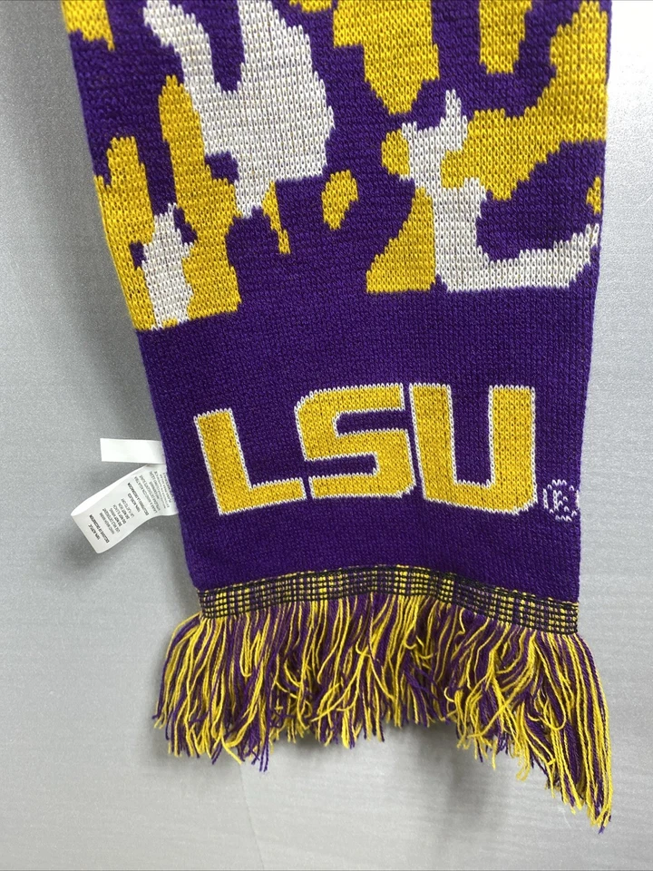 FOREVER COLLECTIBLES LSU Tigers Scarf Neck Tie Knit Purple Yellow - Image 3 of 4