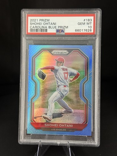 2021 PANINI PRIZM CAROLINA BLUE PRIZM #183 SHOHEI OHTANI PSA 10 POP 3 DODGERS