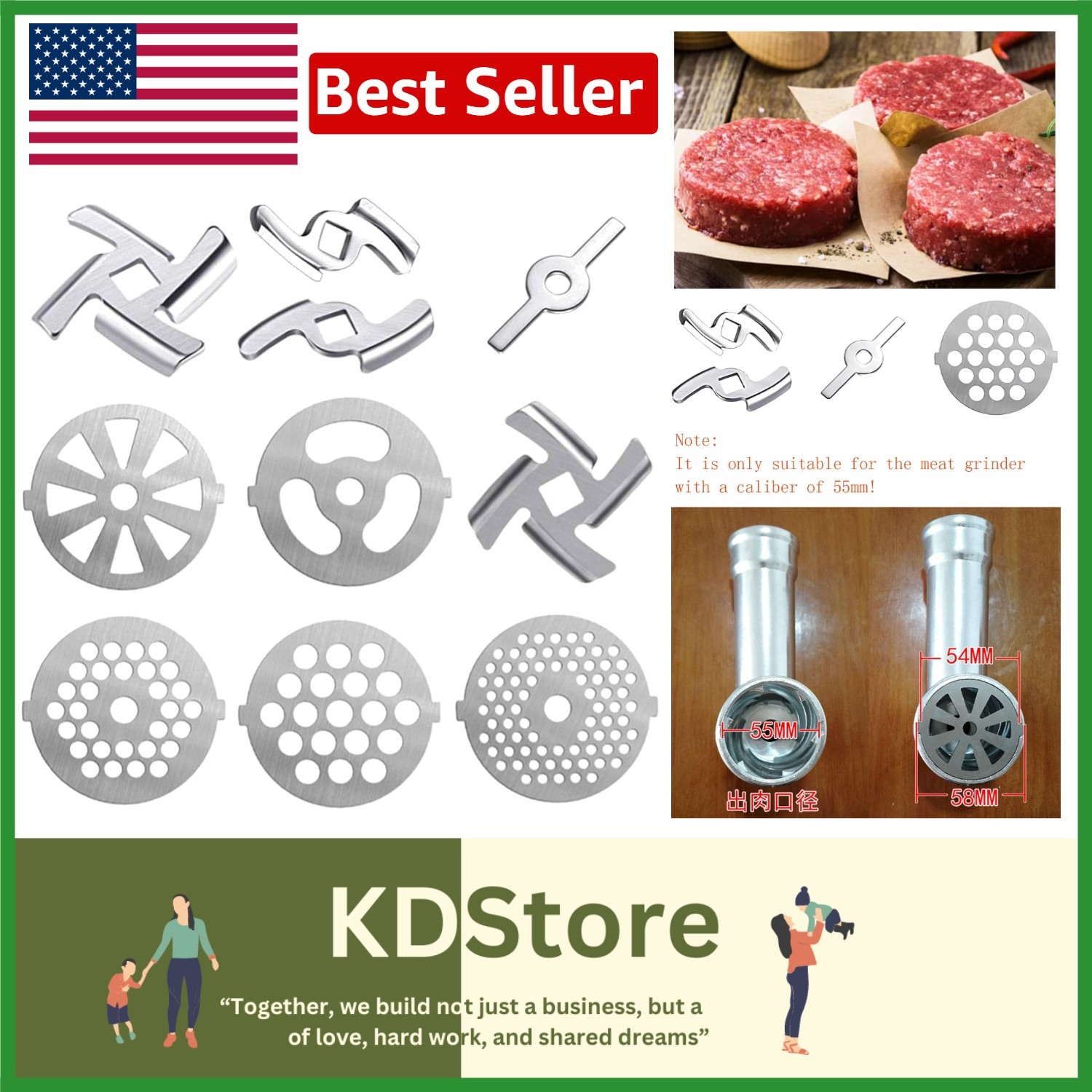 10-Piece Stainless Steel Meat Grinder Kit for Versatile Food Processing