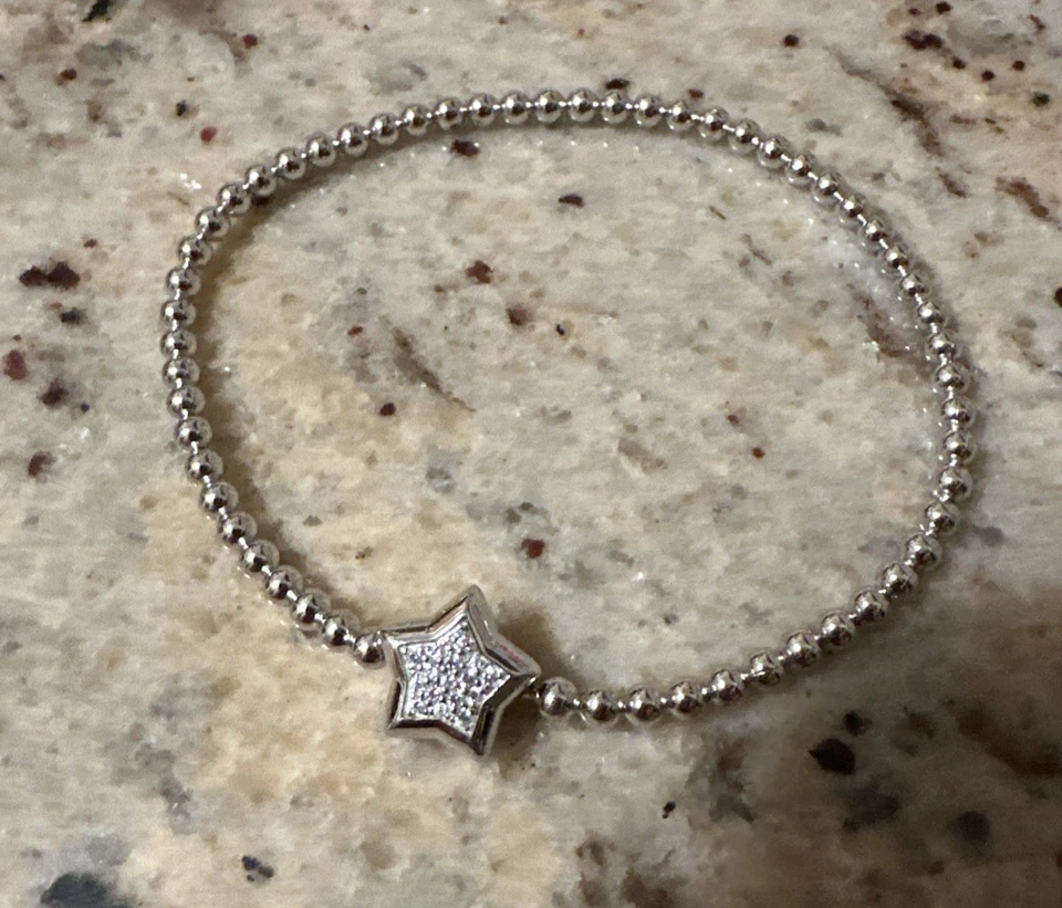 ARMBAND , Flexarmband, 925/- SILBER rhodiniert, Stern Zirkonia, für j. Mädchen