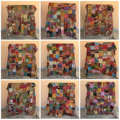 Wendbare Kantha Bettwäsche Bettwäsche Patchwork Quilt Abdeckung Decke...