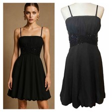 Vintage Versace Jeans Couture Black Mini Dress M 8 Strapless Beaded Designer