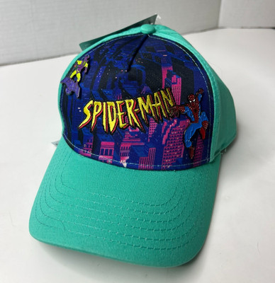 Disney Spider-Man Baseball Cap W/ 2 Pins Adult Hat Marvel Teal Green Goblin NEW