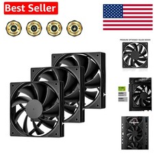 3-Pack 120mm Black Computer Case Fans High Performance Cooling Low Noise 3-Pi...