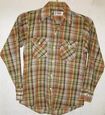 Vintage Levi's long sleeve polyester/cotton blend plaid western shirt kids 16