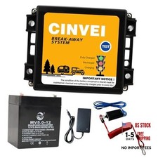 Trailer Brakes Breakaway Kit with Charger, LED Indicator, Switch, 12V 5AH