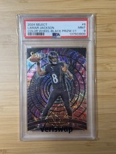 2024 Panini Select - Color Wheel Lamar Jackson #8 Black Prizm 1/1 SSP - PSA 9